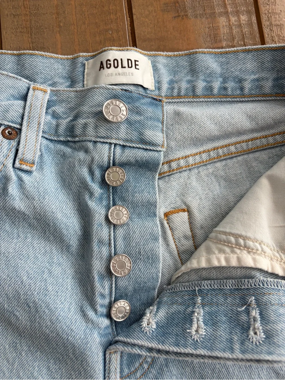 Agolde Women's Light Blue High-Rise Denim Shorts